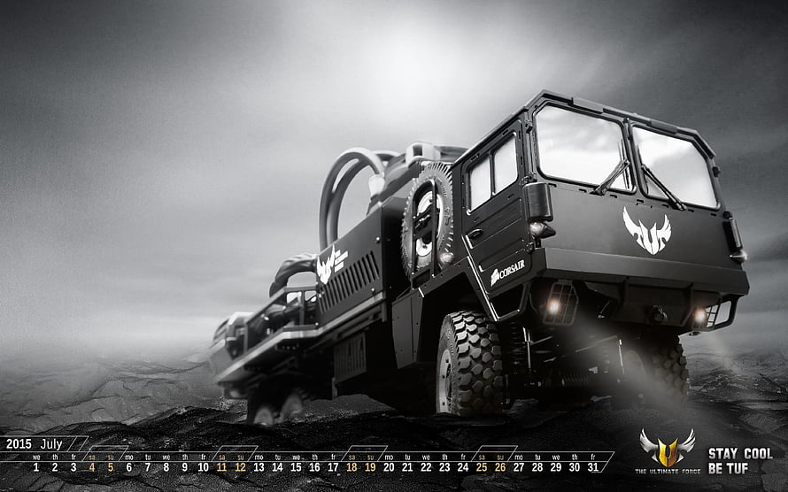 Asus TUF Gaming Concept Truck on Rocky Terrain with Dramatic Sky HD wallpaper
