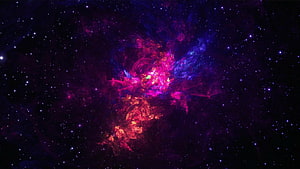 Vibrant Cosmic Nebula with Magenta and Blue Gas Clouds in Deep Space HD wallpaper