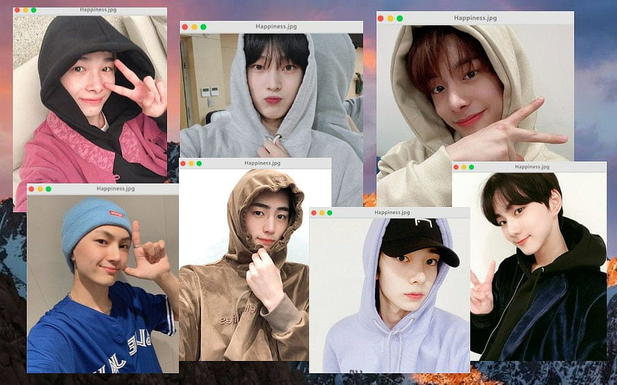 Enhypen Members Casual Hoodie Selfie Collage Wallpaper HD wallpaper