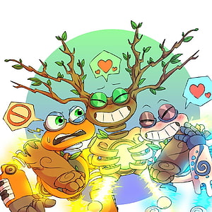 My Singing Monsters Wubbox Trio Cartoon Illustration with Heart Speech Bubbles HD phone wallpaper