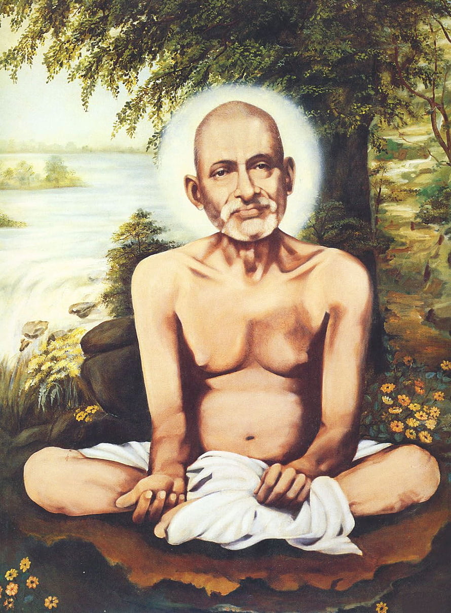 Portrait of Mahatma Gandhi Sitting in Meditation Under a Tree HD phone wallpaper