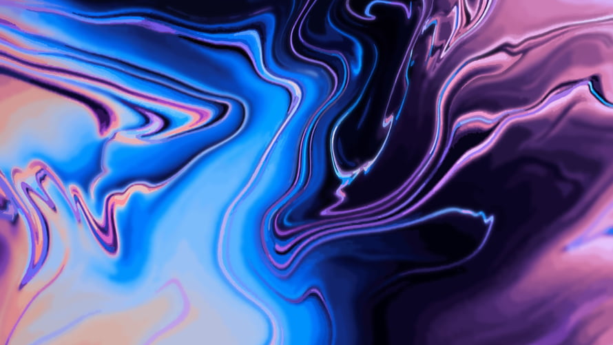 Vibrant Liquid Metal Abstract Art with Swirling Blue and Purple Hues HD wallpaper