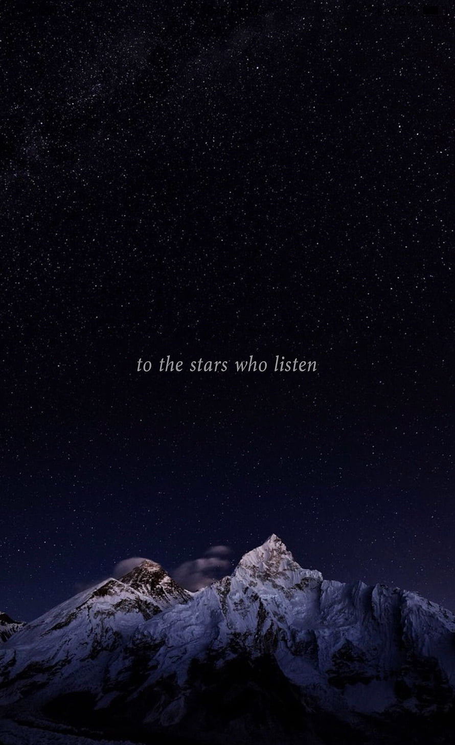 A Court of Thorns and Roses Velaris Night Sky with Snowy Mountain Peaks HD phone wallpaper