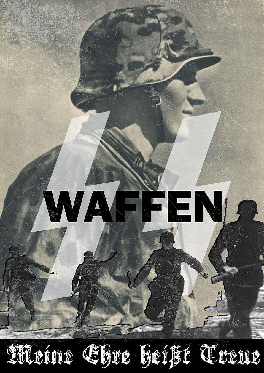 Waffen SS propaganda poster featuring soldier silhouette and German text, Waffen SS Hero of the Day, #waffen ss HD phone wallpaper