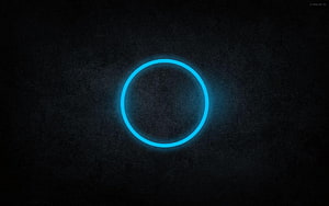 Glowing Blue Neon Circle on Dark Textured Background HD wallpaper
