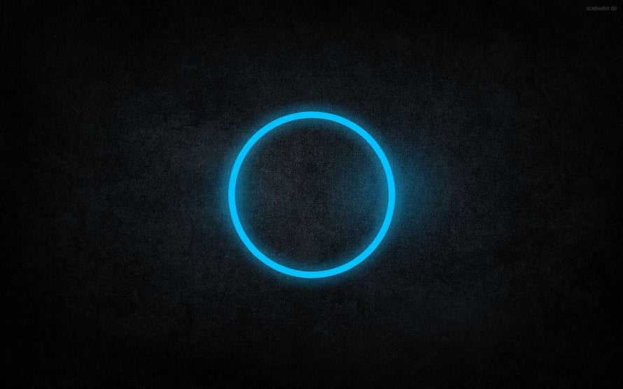 Glowing Blue Neon Circle on Dark Textured Background HD wallpaper