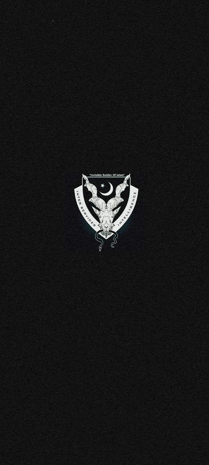 Pakistan ISI Markhor Emblem with Crescent Moon and Star on Black Background HD phone wallpaper