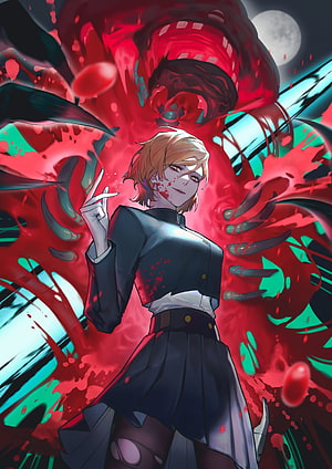 Kugisaki Nobara from Jujutsu Kaisen with Blood Splatter and Dark Curse Energy HD phone wallpaper