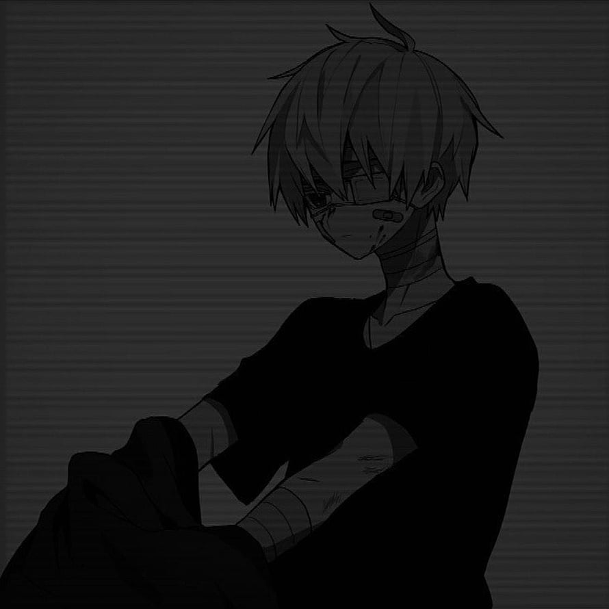 Dark Anime Boy With Bandages And Sad Expression HD phone wallpaper
