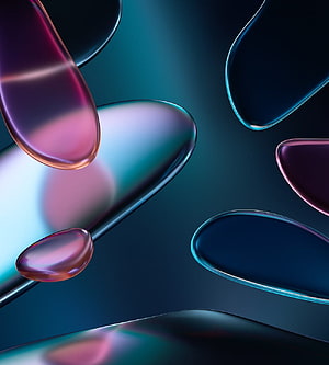 Abstract 3D Render of Glossy Liquid Droplets in Pink and Blue Tones HD phone wallpaper
