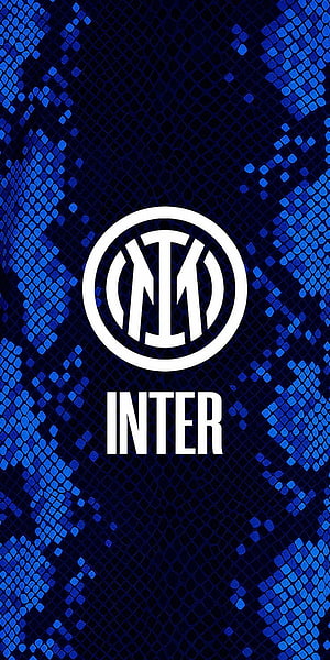Inter Milan Logo on Blue Snake Skin Texture Background HD phone wallpaper