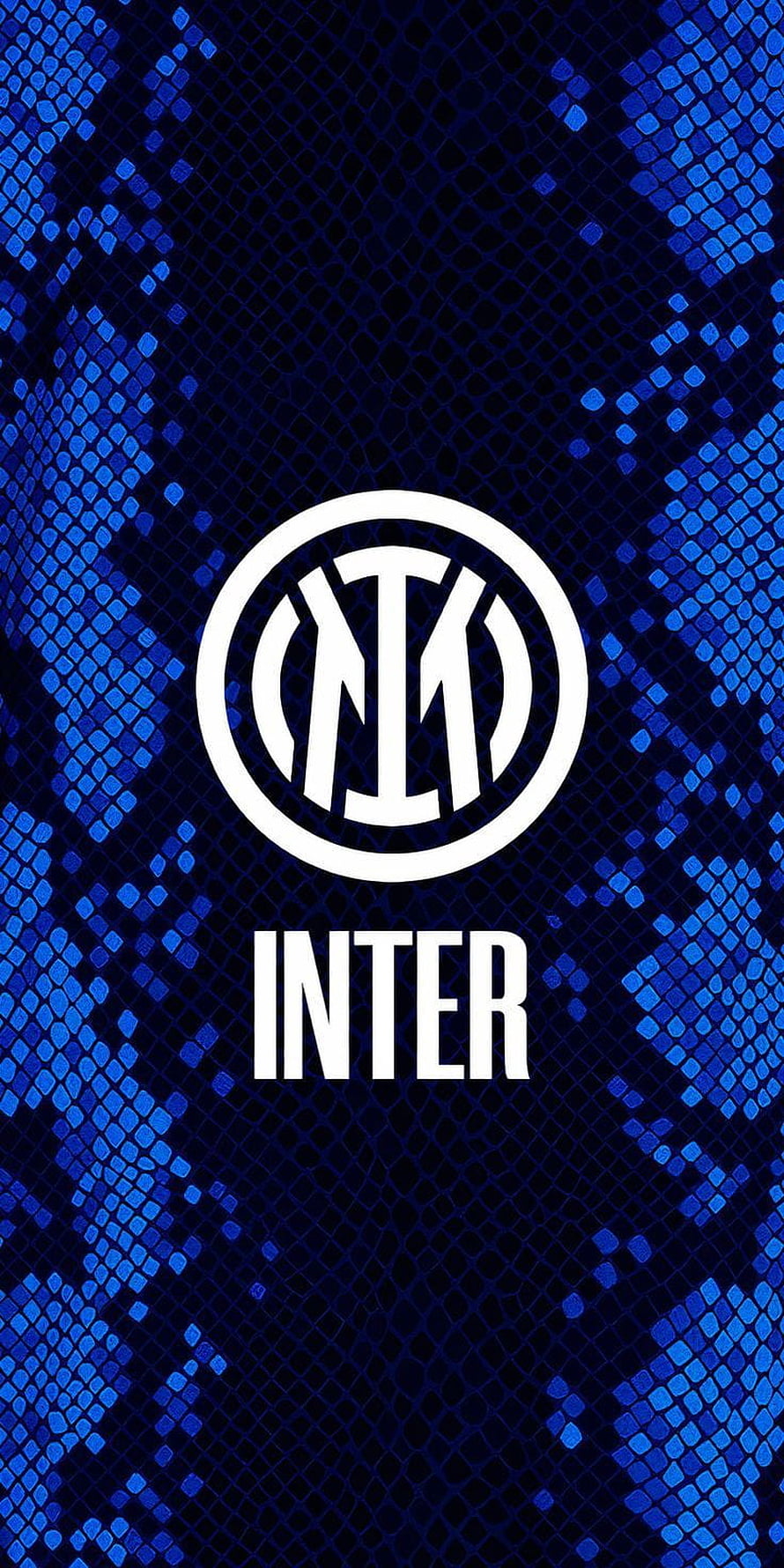 Inter Milan Logo on Blue Snake Skin Texture Background HD phone wallpaper
