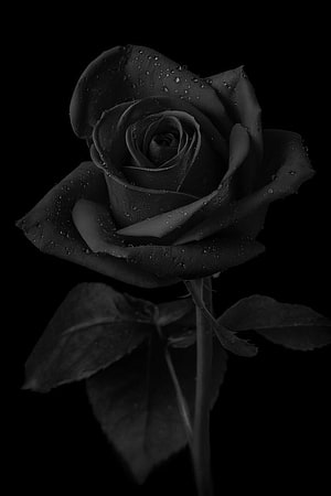 Black and White Rose with Water Droplets on Dark Background HD phone wallpaper