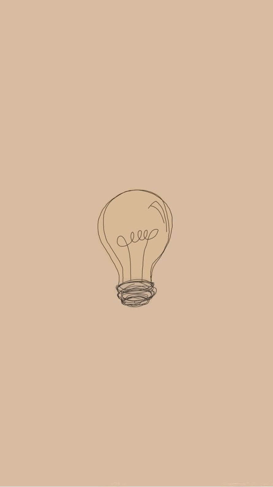Minimalist Lightbulb Line Drawing on Warm Beige Background HD phone wallpaper