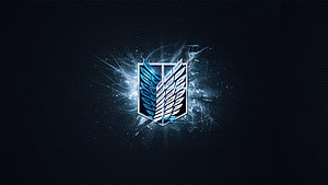 Attack on Titan Survey Corps Emblem with Glowing Wings on Dark Background HD wallpaper
