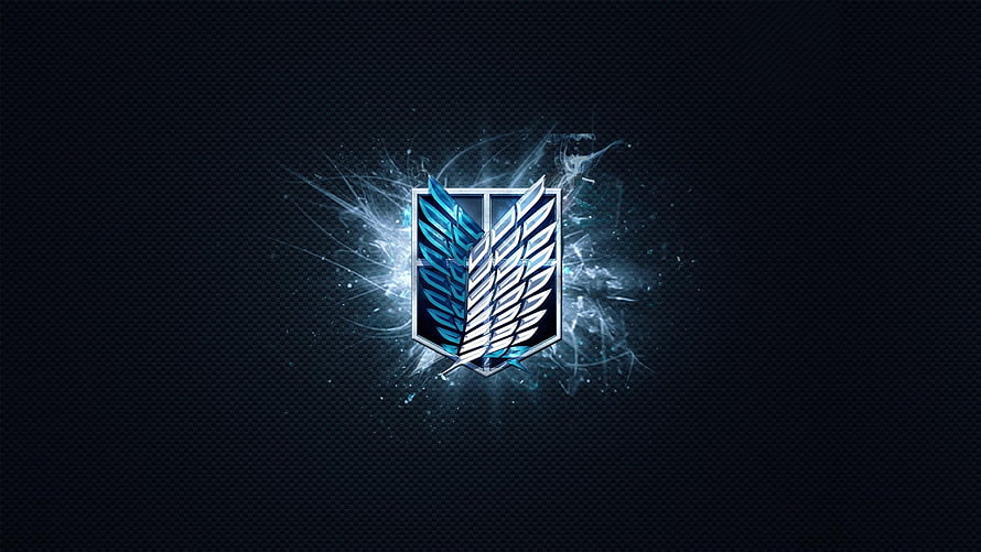 Attack on Titan Survey Corps Emblem with Glowing Wings on Dark Background HD wallpaper