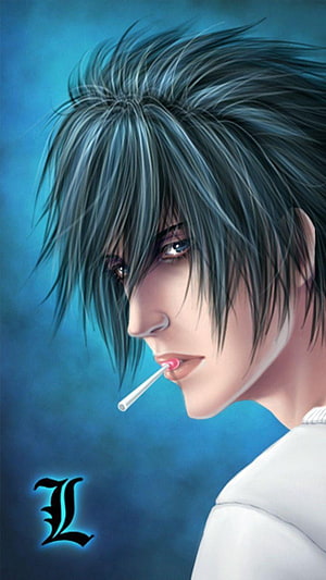Stylish Anime Male Character Profile with Lollipop and Spiky Hair HD phone wallpaper