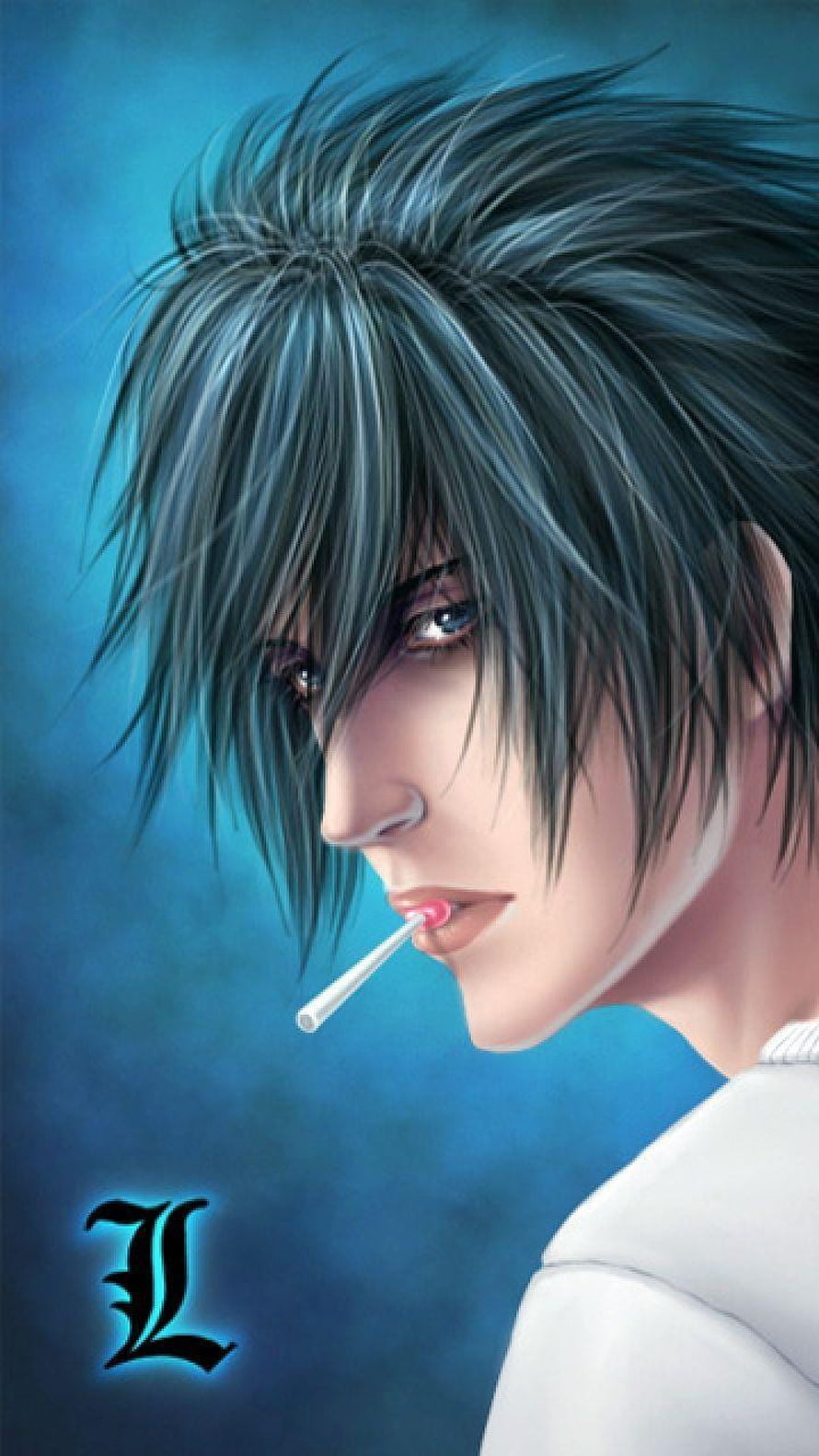 Stylish Anime Male Character Profile with Lollipop and Spiky Hair HD phone wallpaper