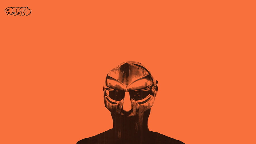 MF DOOM Metal Mask Portrait Against Vibrant Orange Background HD wallpaper