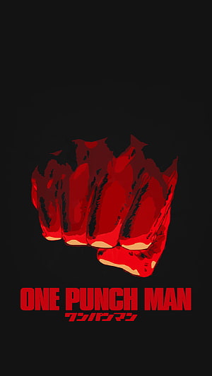 One Punch Man Red Fist Logo on Black Background Minimalist Anime Poster Art, One punch man Logos, #one punch man logo HD phone wallpaper
