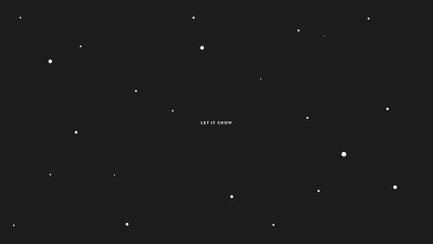 Minimalist Let It Snow Winter Wallpaper With Falling Snowflakes On Dark Background HD wallpaper