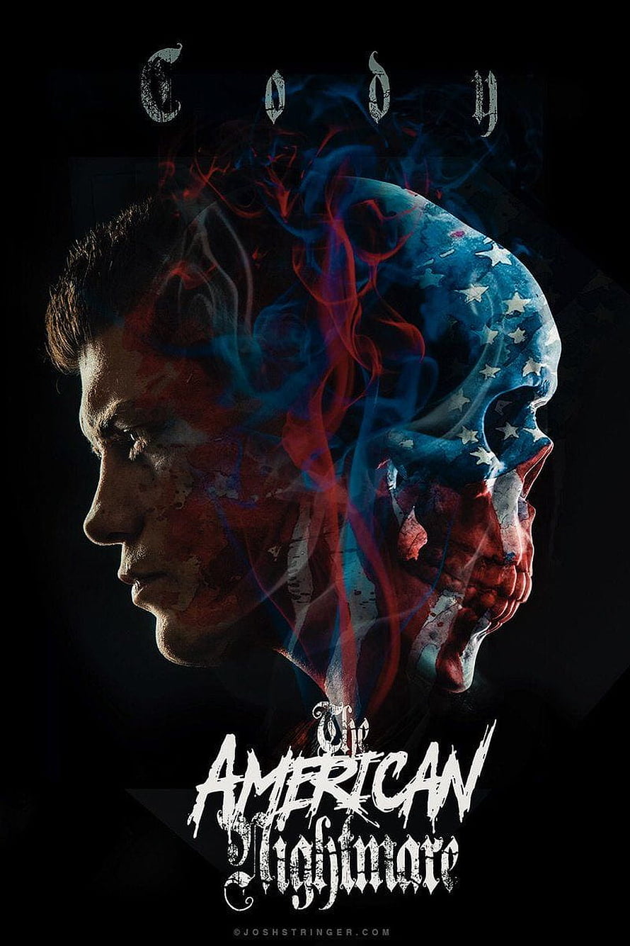 Cody Rhodes The American Nightmare Skull Poster with American Flag Smoke HD phone wallpaper