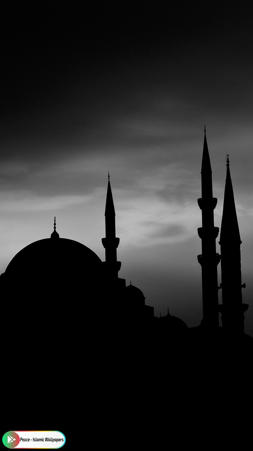 Silhouette of a Grand Mosque with Minarets Against a Dramatic Twilight Sky HD phone wallpaper