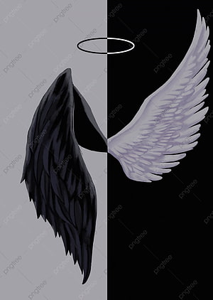 Dual Angel Wings Illustration With Halo Symbolizing Light And Dark Duality HD phone wallpaper