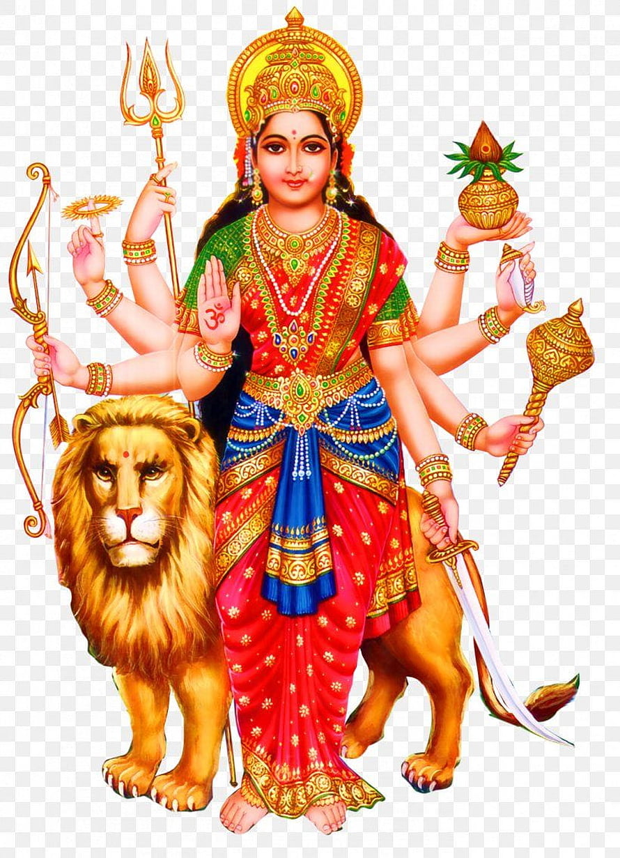 Goddess Durga with Lion and Divine Weapons Hindu Mythology Art HD phone wallpaper