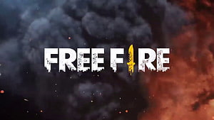 Garena Free Fire Logo with Knife Icon Against Dark Smoke and Fire Background HD wallpaper