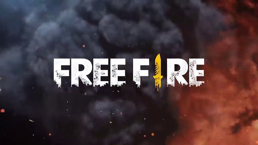 Garena Free Fire Logo with Knife Icon Against Dark Smoke and Fire Background HD wallpaper