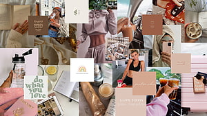 Aesthetic Lifestyle Mood Board Collage Featuring Fashion, Beauty, Travel, and Positive Vibes HD wallpaper