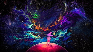 Midnight Gospel Animated Scene with Character on Cosmic Planet HD wallpaper