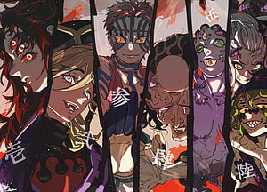 Demon Slayer Upper Rank Moons Anime Group Artwork HD wallpaper
