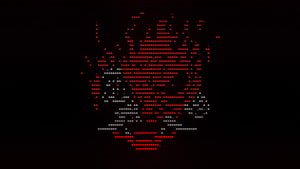 Red and White Pixelated Skull Digital Art on Black Background HD wallpaper