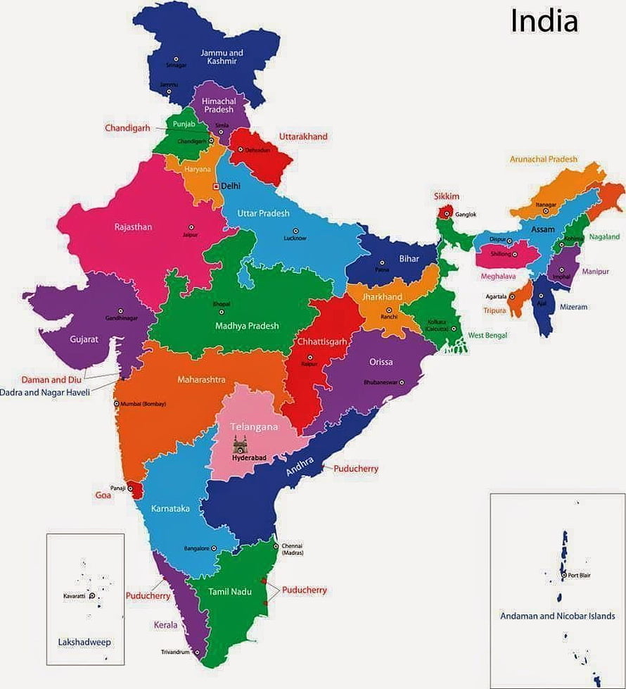 Colorful Political Map of India Showing All States and Union Territories HD phone wallpaper