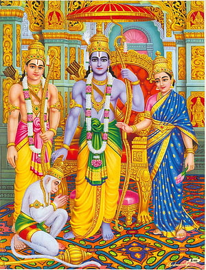 Lord Rama, Sita, Lakshmana, and Hanuman in Ayodhya Palace, Ram Laxman Sita Hanuman , ram darbar mobile HD phone wallpaper