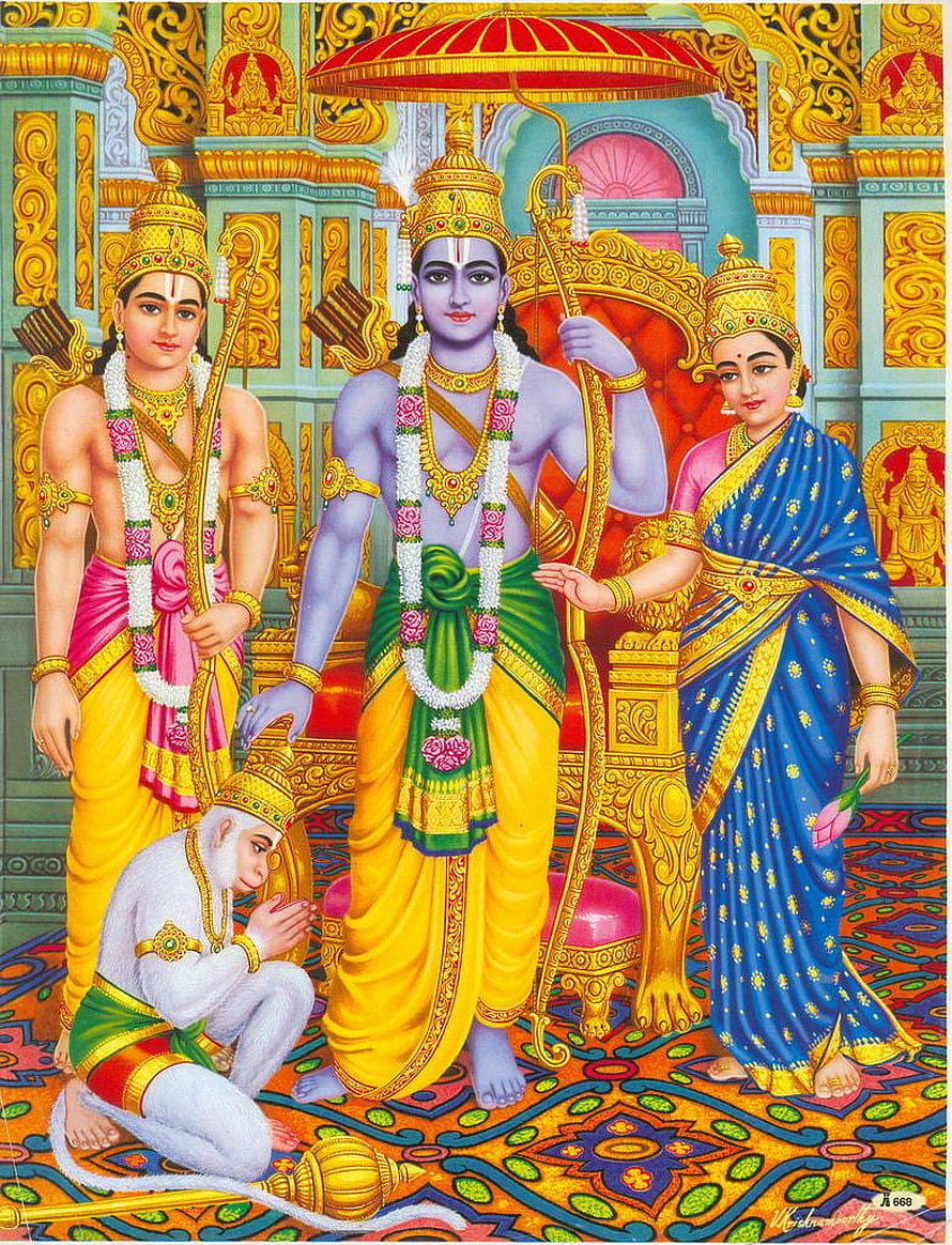 Lord Rama, Sita, Lakshmana, and Hanuman in Ayodhya Palace, Ram Laxman Sita Hanuman , ram darbar mobile HD phone wallpaper