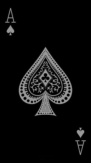 Ace of Spades Playing Card Design with Intricate Ornamental Patterns on Black Background HD phone wallpaper