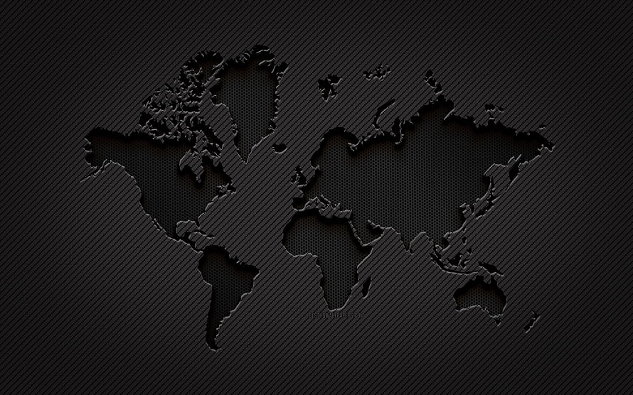 Dark Carbon Fiber World Map Texture Background HD wallpaper