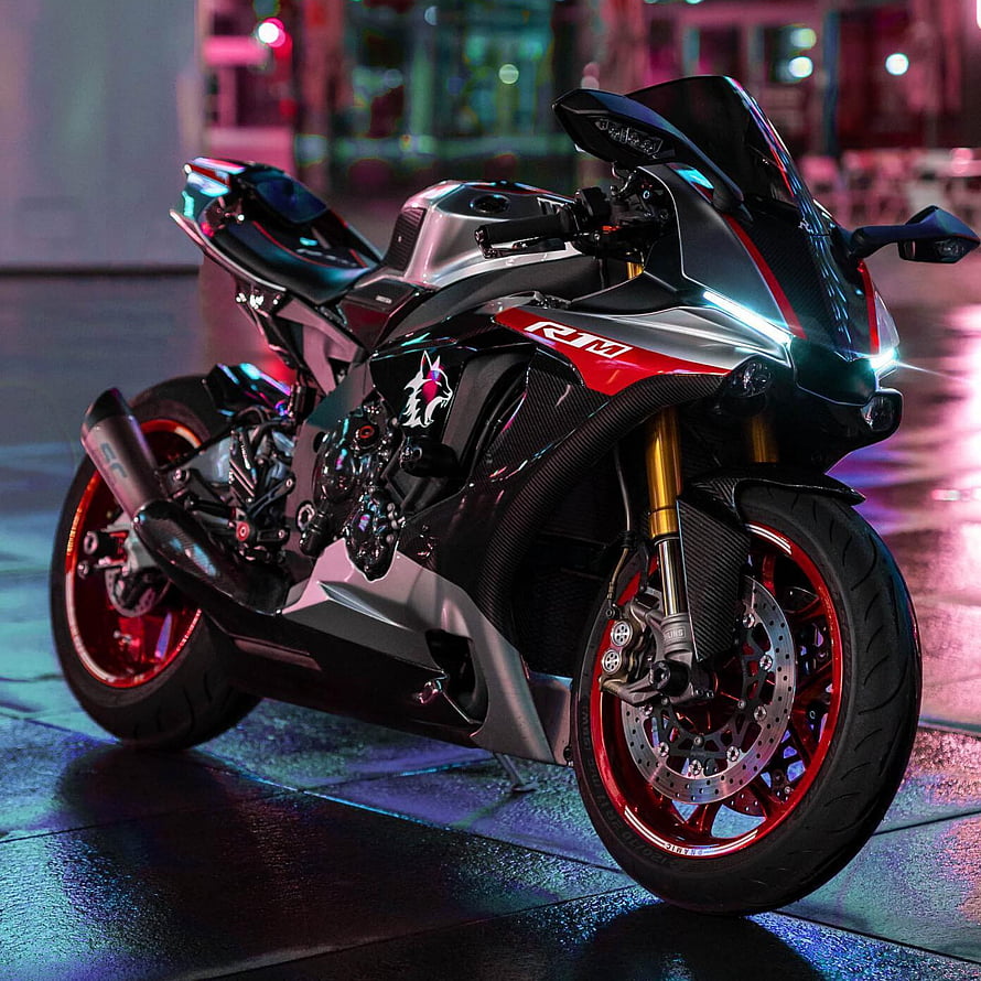 Kawasaki Ninja H2R Superbike in Neon City Night Setting HD phone wallpaper
