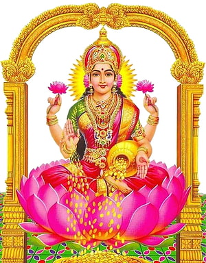 Lakshmi Goddess Sitting on Lotus with Gold Coins and Pot of Wealth HD phone wallpaper