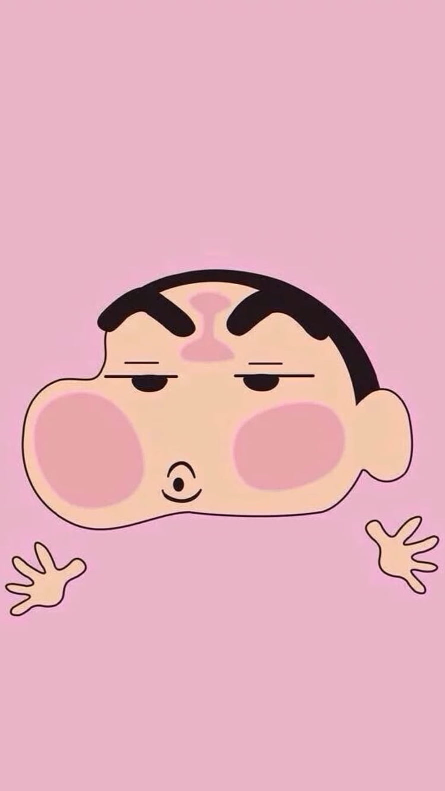 Crayon Shin-chan Anime Character with Blushing Cheeks on Pink Background HD phone wallpaper
