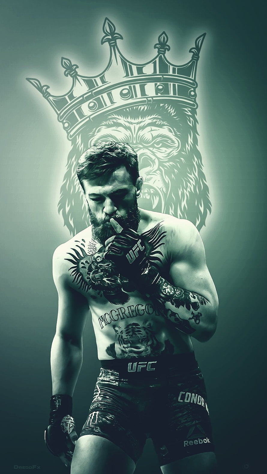 Conor McGregor UFC Fighter Portrait with Lion Crown Background HD phone wallpaper