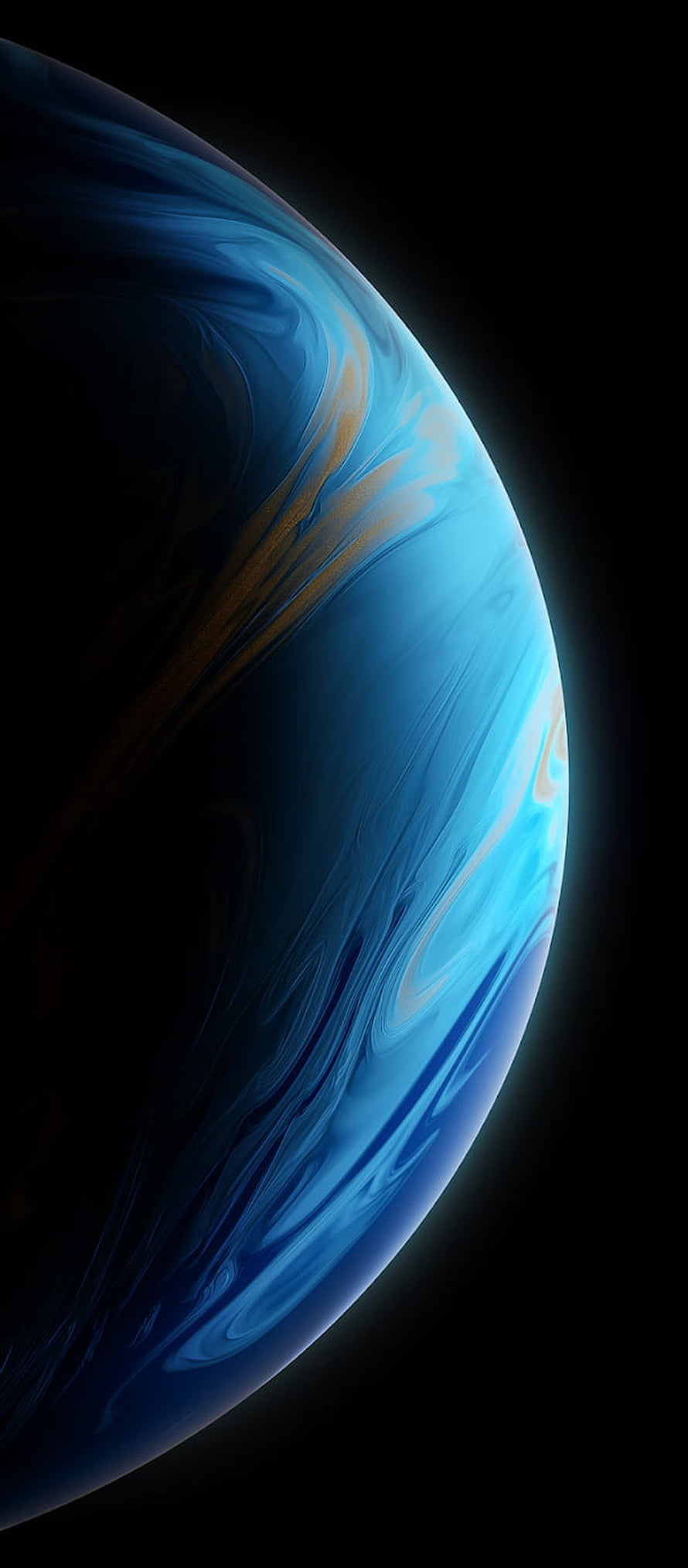 Abstract Blue and Gold Swirling Planet Sphere in Space HD phone wallpaper