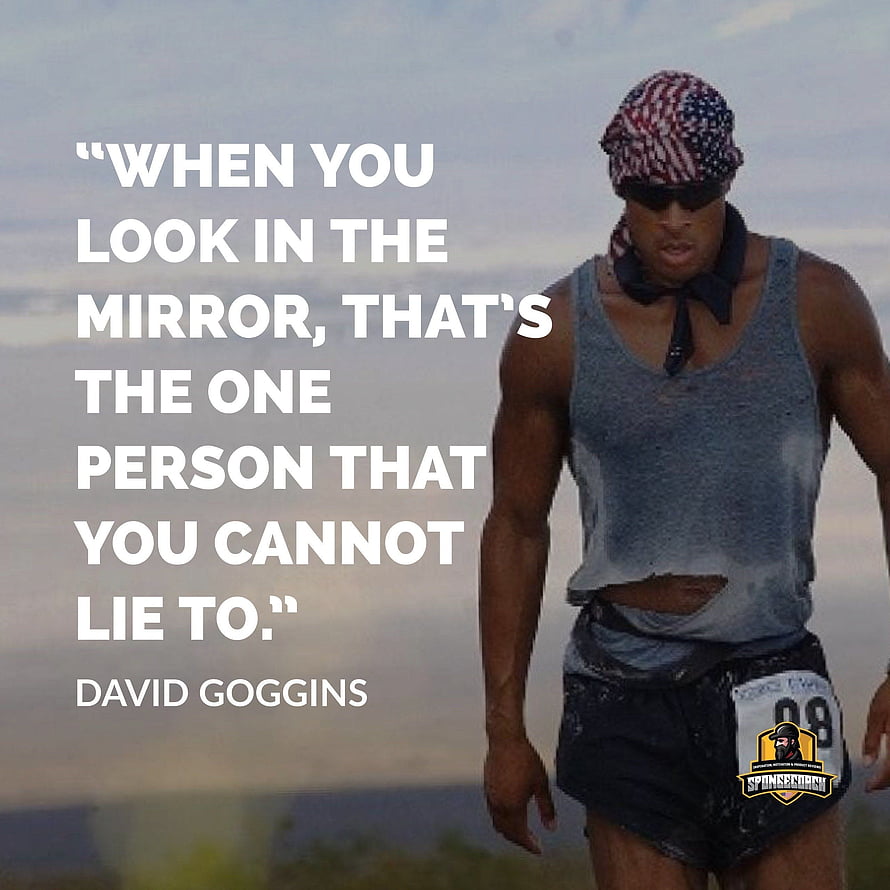 David Goggins motivational quote about honesty and self-reflection with rugged athlete image HD phone wallpaper
