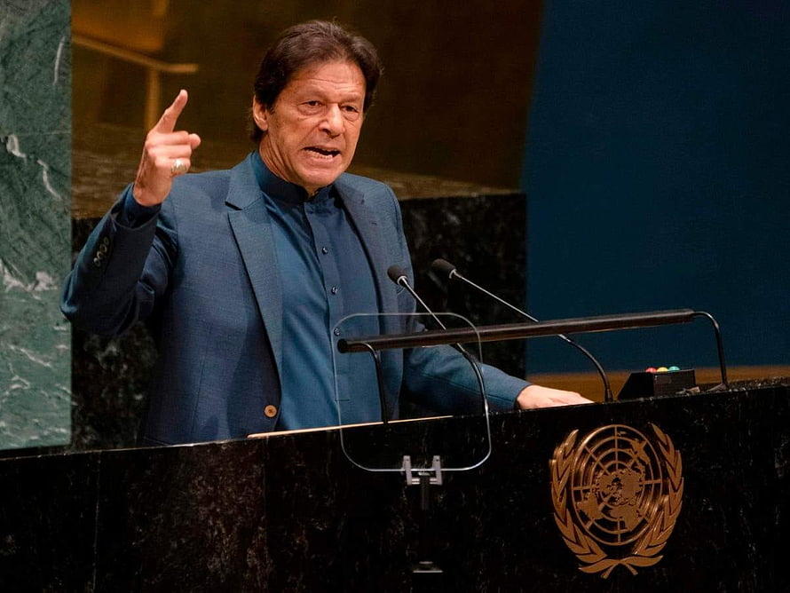 Imran Khan Speaking at the United Nations General Assembly Podium HD wallpaper