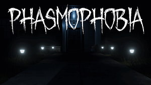 Phasmophobia Horror Game Title Screen with Dark House and Glowing Path Lights HD wallpaper