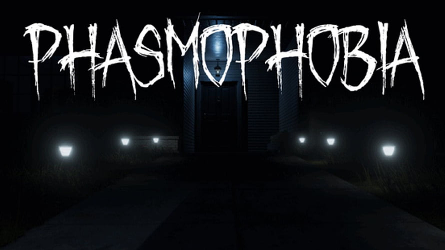 Phasmophobia Horror Game Title Screen with Dark House and Glowing Path Lights HD wallpaper