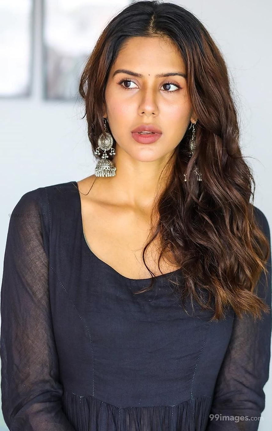 Sonam Bajwa Portrait in Black Top with Traditional Silver Jhumka Earrings HD phone wallpaper
